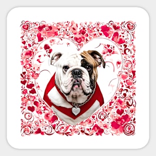 English Bulldog Be Mine Valentine Sticker